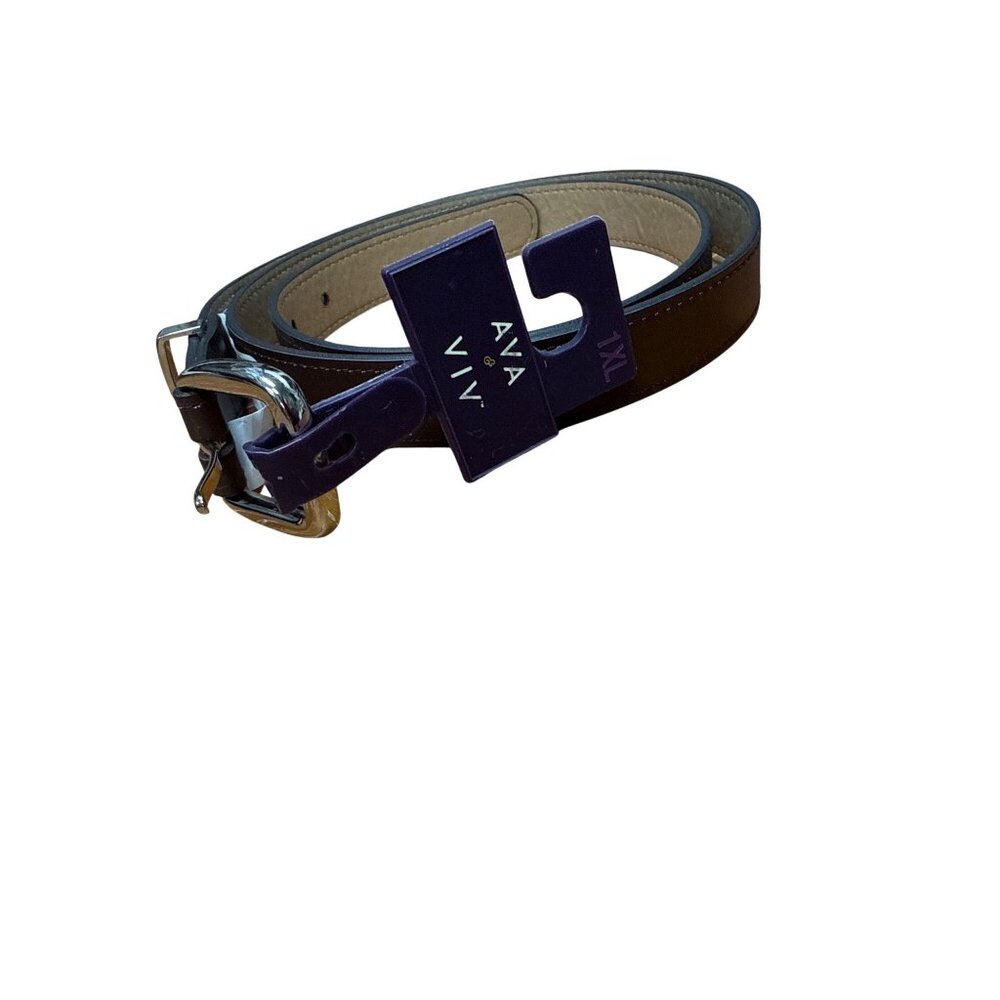 Ava & Viv Womens Brown Faux Leather Belt 1X With Silver Buckle